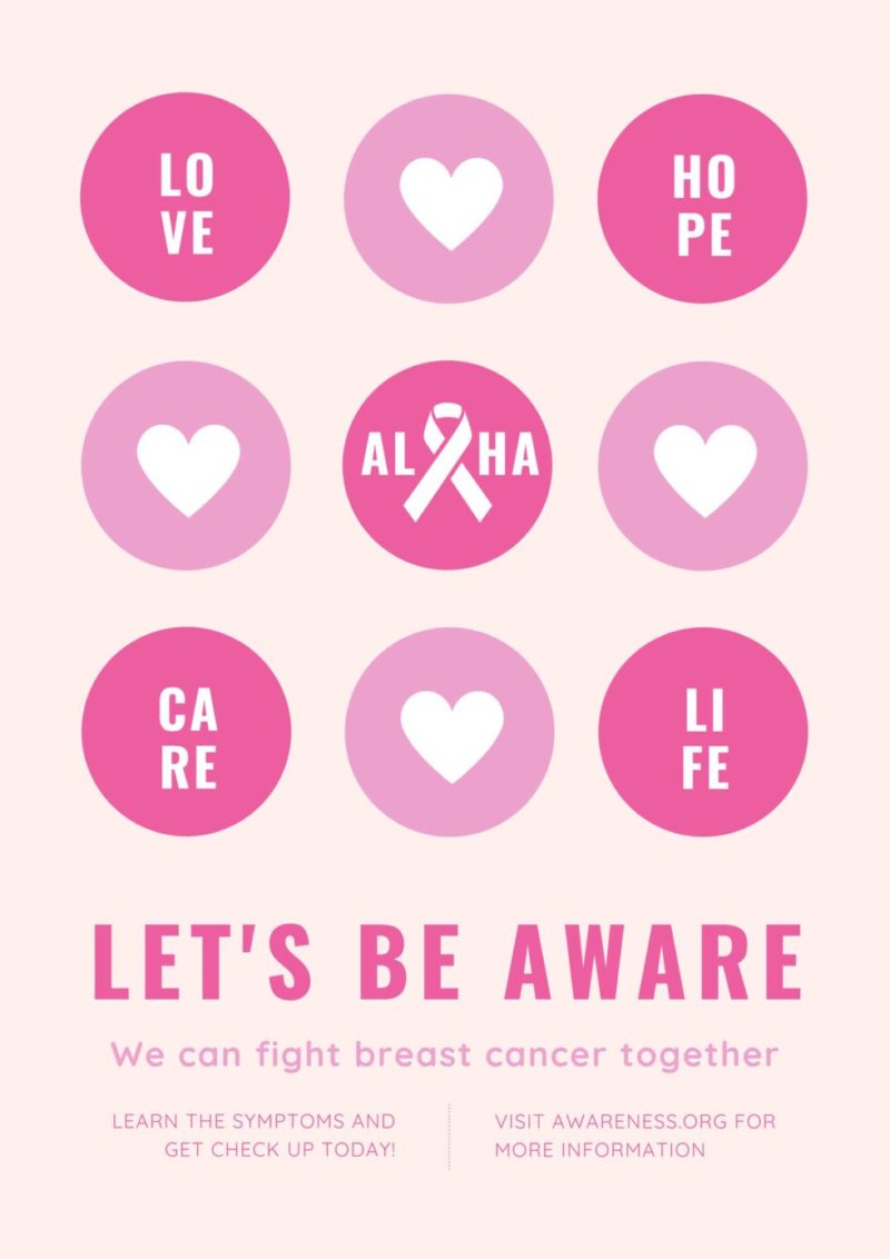Pink Round Icons Breast Cancer Awareness Poster x Pink Round Icons Breast Cancer Awareness Poster x